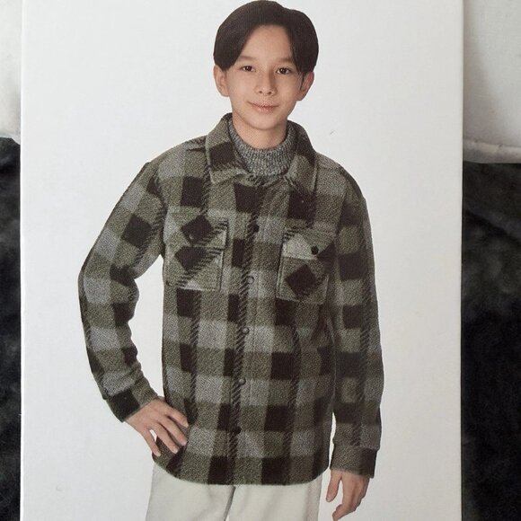 Quiksilver Youth Boy's Fleece Shirt Jacket Green Snap Up Flannel Size L 14/16 - Picture 1 of 16